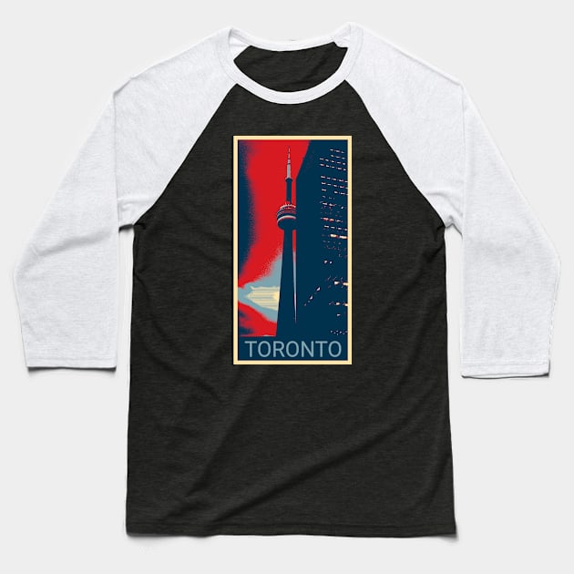 Toronto in Shepard Fairey style Baseball T-Shirt by Montanescu